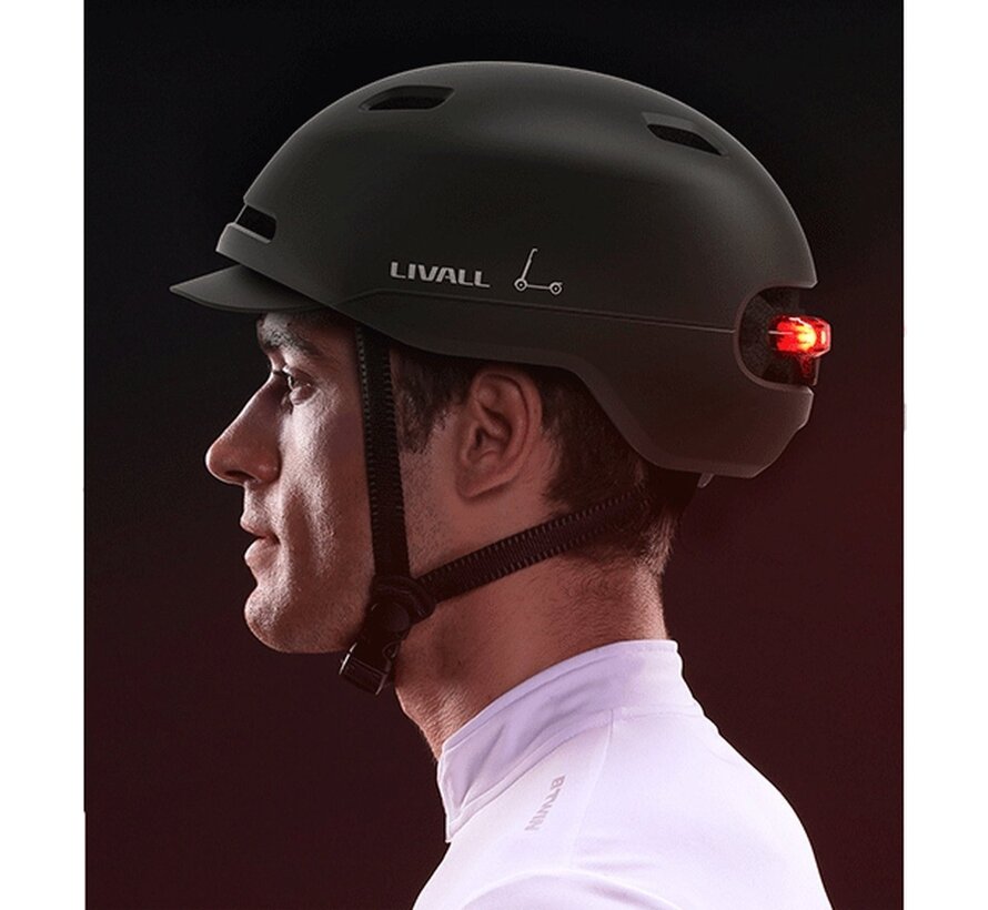 Livall C21 Smart Bicycle Helmet Large 57-61 cm - Convient pour Speed Pedelec & Moped - Fonction SOS - Feu de freinage