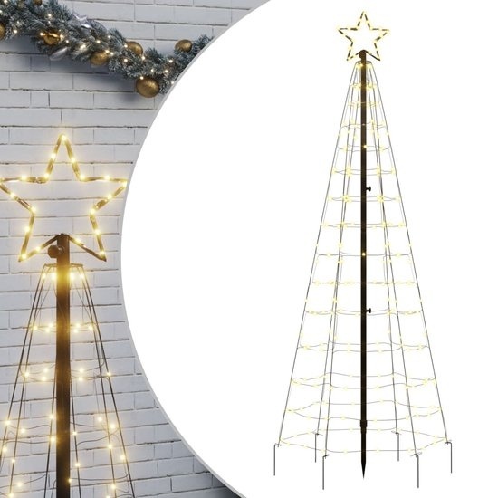 vidaXL - Cône lumineux - avec - broches de terre - 180 - cm - 220 - LEDs - blanc chaud