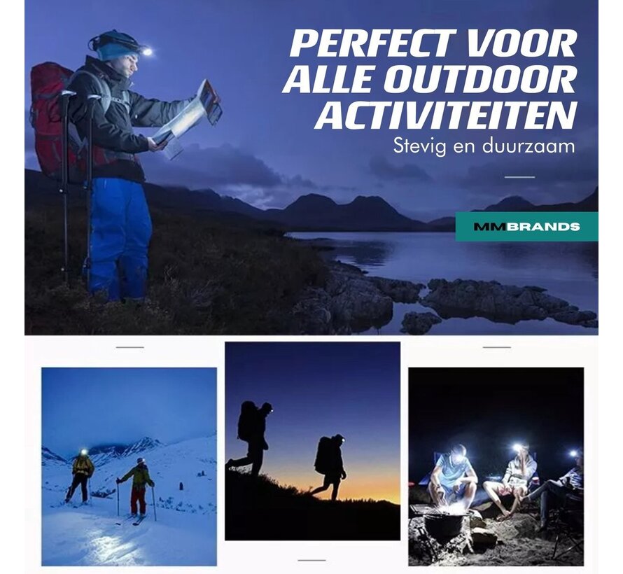 MM Brands Headlamp - Running & Hiking Lights - Military LED Lighting - Flashlight - Rechargeable - Waterproof - White + Red Light