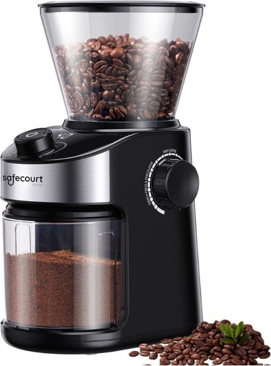 Safecourt Kitchen Coffee Grinder Deluxe - Moulin à café électrique - Moulin à café en grains - Noir