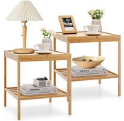 Coast Coast Set de 2 tables de nuit - 2 étages - 40 x 40 x 45 cm - Bambou