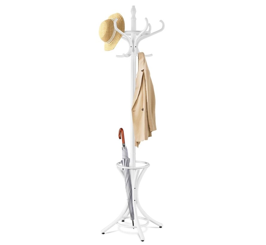 Porte-manteau Coastal - 12 crochets - avec porte-parapluie - blanc - 51 x 51 x 184 cm