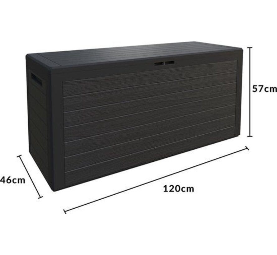 Deuba Storage Box Anthracite 120 x 46 x 57cm - Extérieur - Convient pour la terrasse, le balcon et le jardin