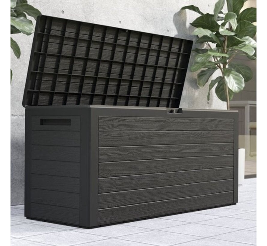 Deuba Storage Box Anthracite 120 x 46 x 57cm - Extérieur - Convient pour la terrasse, le balcon et le jardin