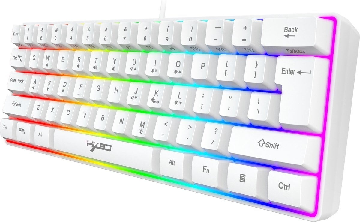 HXSJ V700 RGB Membrane wired gaming keyboard - 61keys - TKL - Qwerty - White