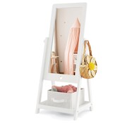 Coast Miroir au sol rotatif pour enfants Coast - Bac de rangement en tissu - Blanc - 45 x 40 x 112 cm