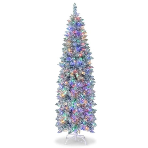 Arbre de Noël artificiel illuminé de 180 cm Arbre de fête à charnières avec 475 branches 250 lumières LED multicolores Arbre de Noël élégant
