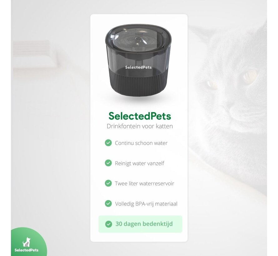 Abreuvoir chat et chien - Noir - 1.8L - Avec filtre