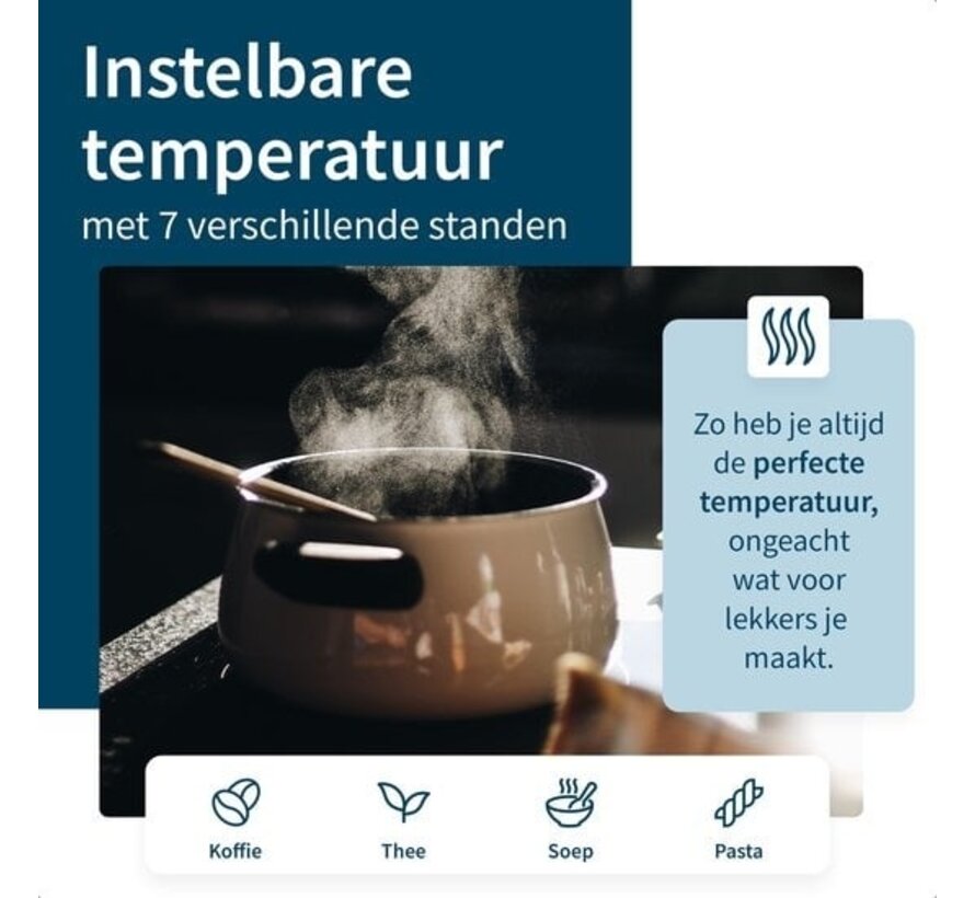 KitchenApp Distributeur d'eau chaude avec filtre - Bouilloire instantanée de luxe avec contrôle de la température - Robinet d'eau chaude 2.7L - Noir