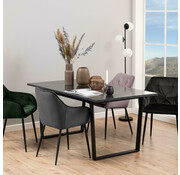 Home Table de salle à manger Per Marble look, 160 x 90cm, couleur noir
