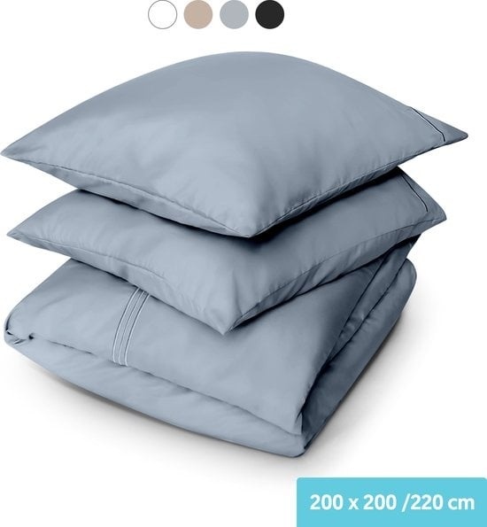 Dreamlab Enveloppe de couette - 200 x 200/220 cm - Literie avec taie d'oreiller - Double - Four Seasons - Microfibre - Stone Gray