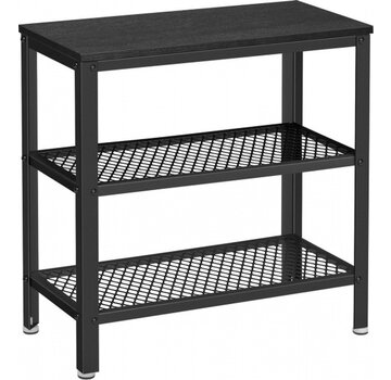 O'DADDY Table console O'DADDY® - Style industriel - avec 2 étagères en maille -60x30x60 cm - Noir/gris foncé