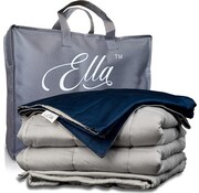 Ella® Couverture d'alourdissement en coton 7kg 150x210 cm - Ensemble avec housse - Couverture d'alourdissement avec housse en coton biologique gris et bleu