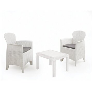 ProGarden ProGarden | Salon de jardin : Table et deux chaises - 60 x 58 x 89 cm - Blanc