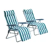 Outsunny Outsunny Lot de 2 chaises pliantes - Chaises longues avec rembourrage - Max. 100KG - Vert/Blanc