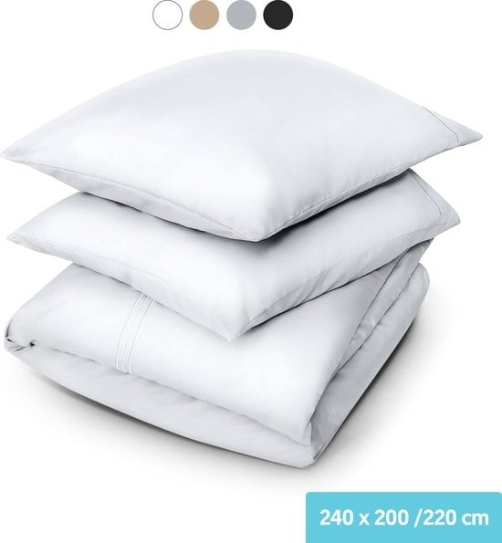 Dreamlab Enveloppe de couette - 240 x 200/220 cm - Literie avec taie d'oreiller - Double - Four Seasons - Microfibre - Off White