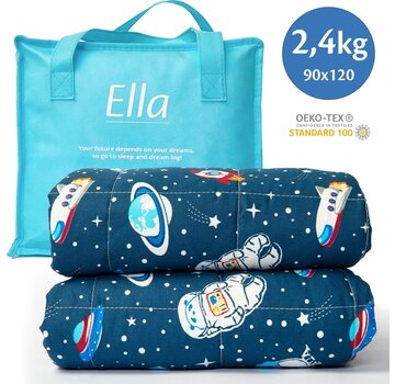 Ella® Couverture lestée pour enfant 2,4kg - 90 x 120cmt - OEKO-TEX Coton - Espace & Astronautes
