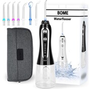 BOME BOME Water Flosser with 7 Attachments - Oral Wash - Prevent Tartar - Cordless - 5 Stages - Black