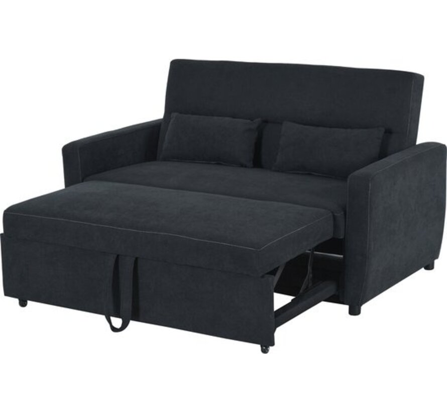 HOMCOM Canapé-lit chaise longue canapé-lit 2 places en tissu gris foncé 833-834