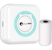 AyeKids AyeKids Imprimante photo - Bluetooth - Sans fil - 1 rouleau de papier photo inclus - Mini imprimante - Imprimante de poche - Bleu