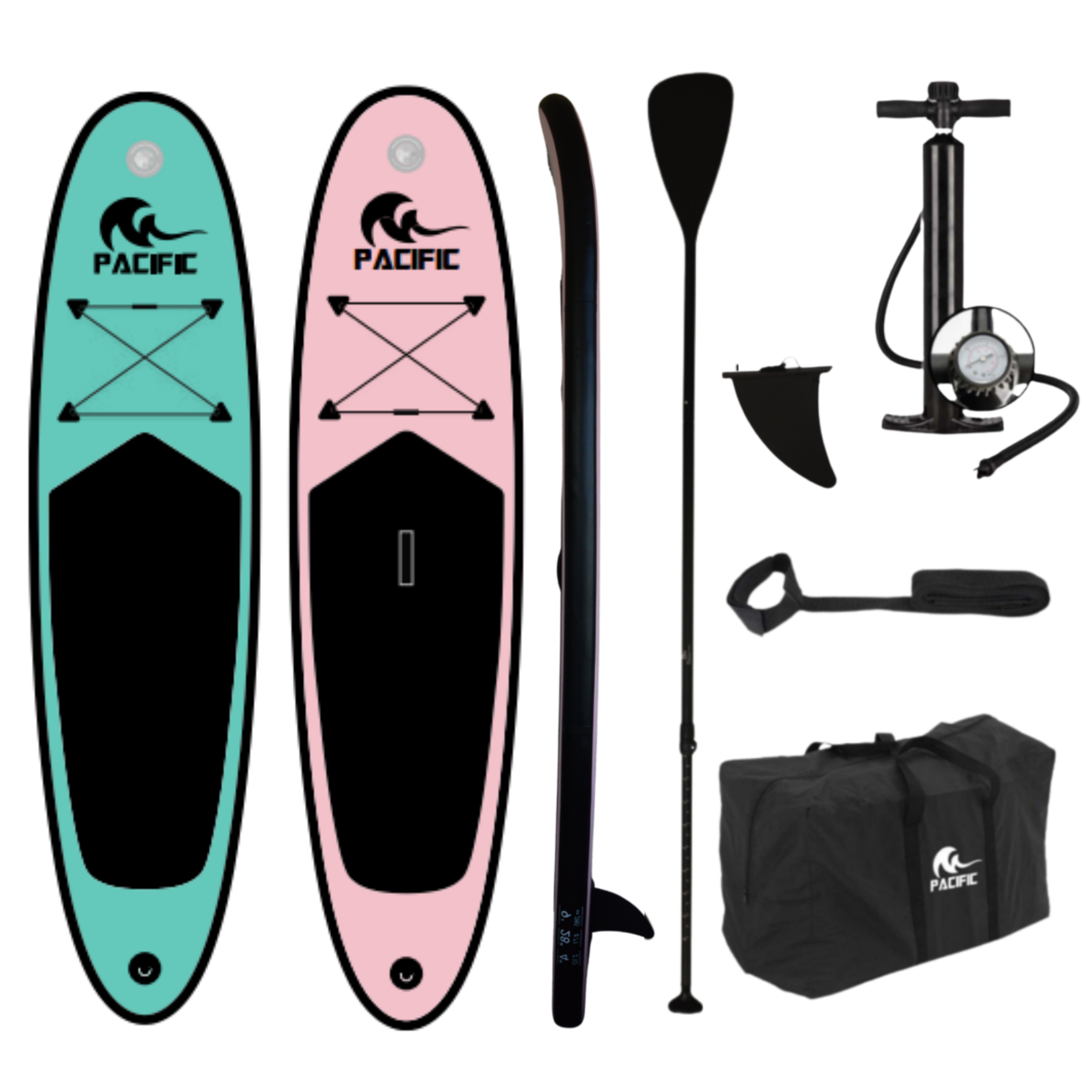 DUOSET ! Pacific Sup Board Love Edition - Extra Sturdy - 285 cm - Jusqu'à 100 kg - Rose/Vert