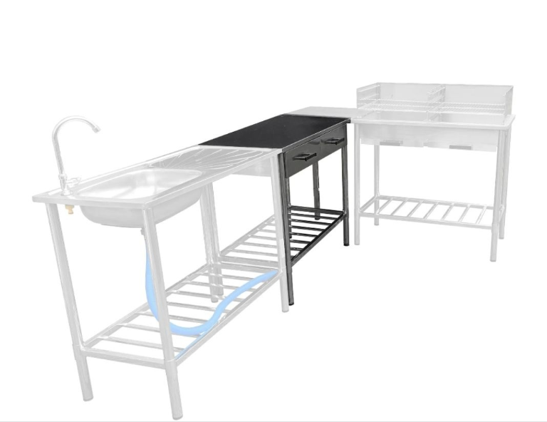 Table de rinçage en acier inoxydable pour l'extérieur - table de barbecue en acier inoxydable - table de cuisine en acier inoxydable Garten