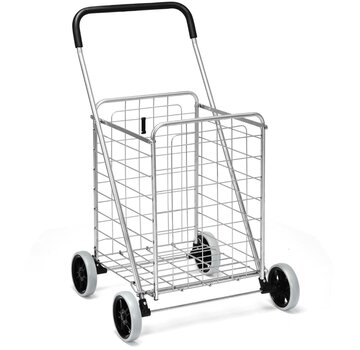 Coast Coast chariot de supermarché - pliable - léger - portable - acier - max 45 kg - argenté