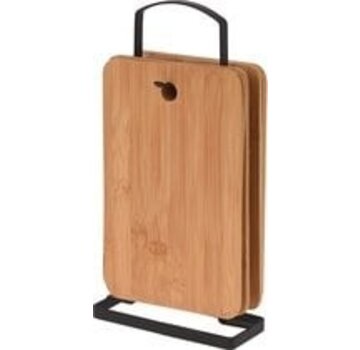 Cheqo Set de planches à découper en bambou - durable - 6 pièces avec support 30x16cm