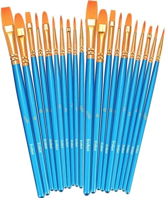 Rubye Professional Brushes Set - Fine Detail - Miniature - Modelling - 20 Brushes - Painting by Number - Watercolour - Acrylic - Oil Painting