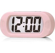 JAP AP17 réveil digital - Réveil robuste - Avec fonction snooze et éclairage - Boîtier protecteur en caoutchouc - Rose pastel