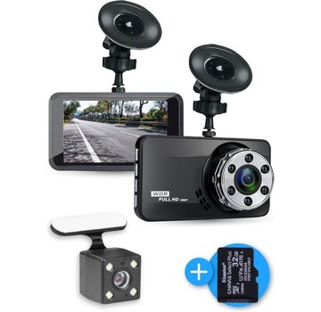Nuvance Nuvance - Double Dashcam pour voiture - Dashcam avant et arrière - Full HD - Carte SD 32gb incluse - Mode parking avec capteur G et vision nocturne - Angle de vue 170° et écran IPS