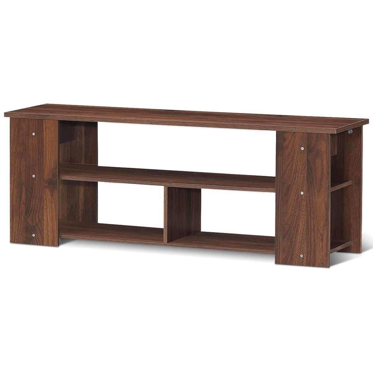 Meuble TV Coast - avec cadre en bois massif - compartiments de rangement ouverts - largeur 110 cm - café