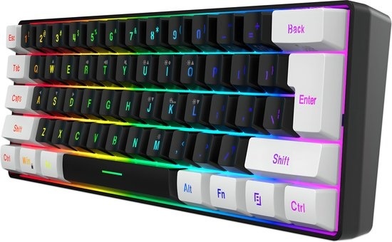 HXSJ V700 RGB Membrane wired gaming keyboard - 61 touches - Qwerty - Noir Blanc