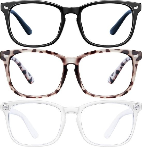 LC Eyewear Lunettes d'ordinateur - Lunettes à lumière bleue - Lunettes d'affichage - Unisexe - Pack de 3