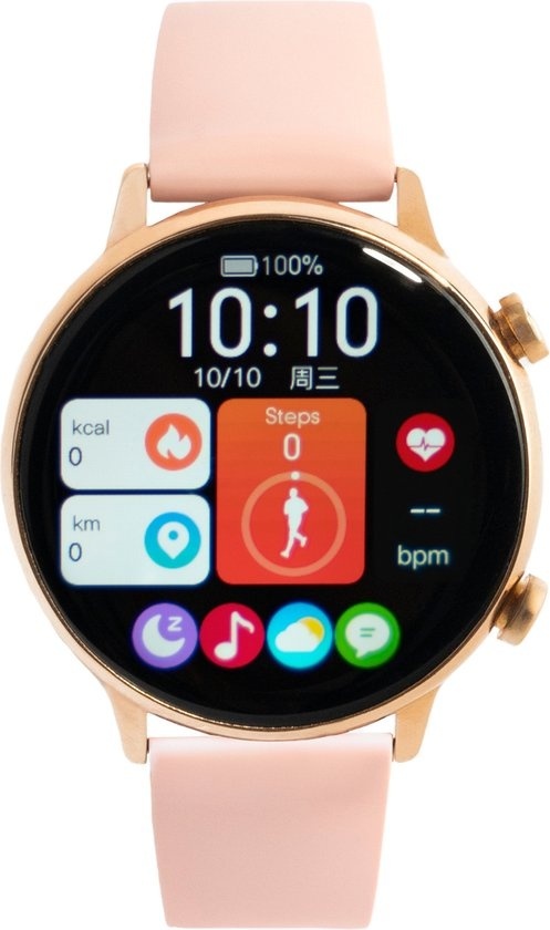 DARZ Ultra HD Pro Smartwatch - Smartwatch Ladies - Écran tactile HD - Montre - Podomètre - Tensiomètre - Saturation - Fréquence cardiaque - Rose - iOS et Android