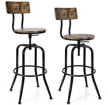Coast Coast Bar Chair Industrial 2 Set Bar Stool rotatif et réglable en hauteur marron