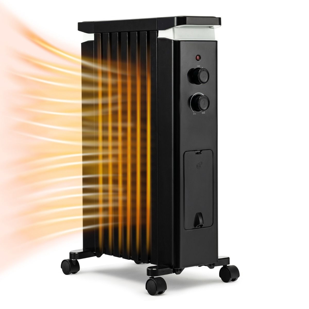 Radiateur Coast Oil - avec 3 niveaux de chauffage - roues universelles - noir