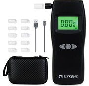 Tikkens TIKKENS® Ethylotest numérique - Convient pour la France, les Pays-Bas, la Belgique, ... - Ethylotest - USB Rechargeable - Ethylotest - 10 embouts supplémentaires - Noir