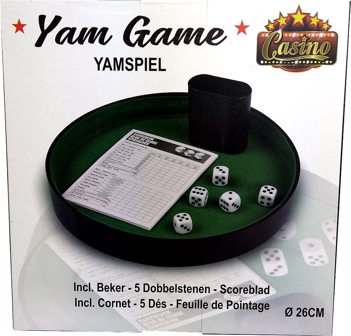 Jeu de Yam - 5 dés - gobelet - feuille de score