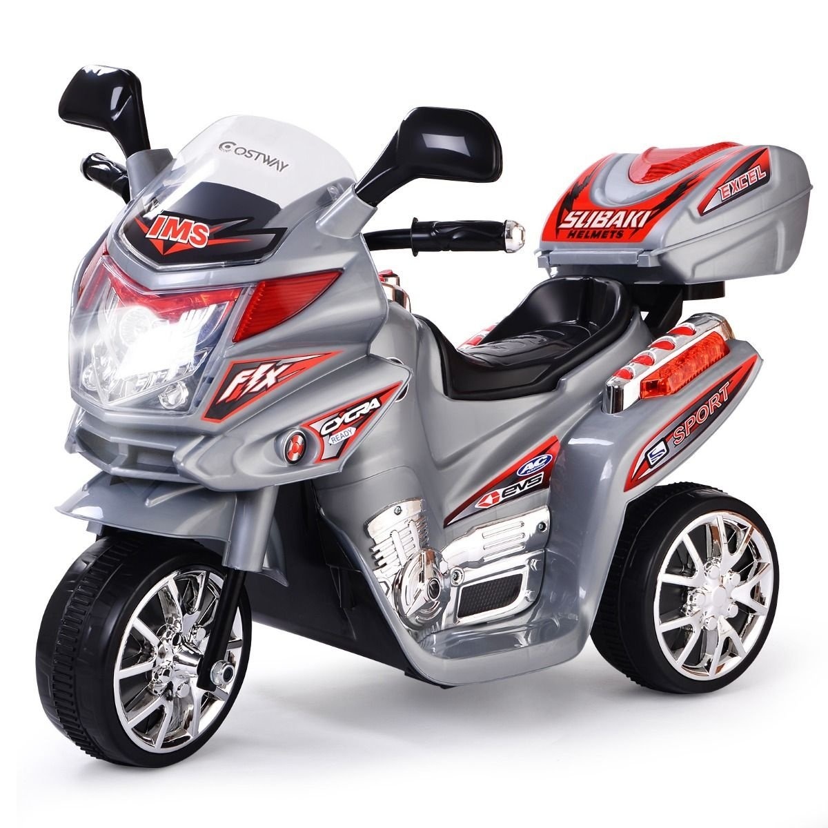 Coast Kinder-Motorrad 6 V Moto électrique avec musique et phares pour enfants gris