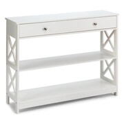 Coast Coast Table console à 3 niveaux avec tiroir et étagère en bois 100 x 30 x 80 cm blanc