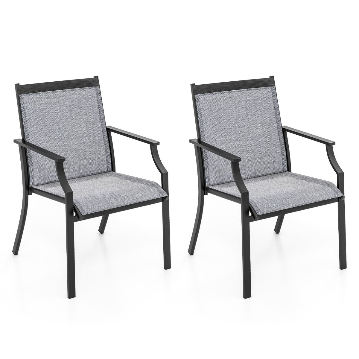 Coast set de 2 chaises de terrasse - Gris - Métal/Stuff - 66 x 61 x 90 cm