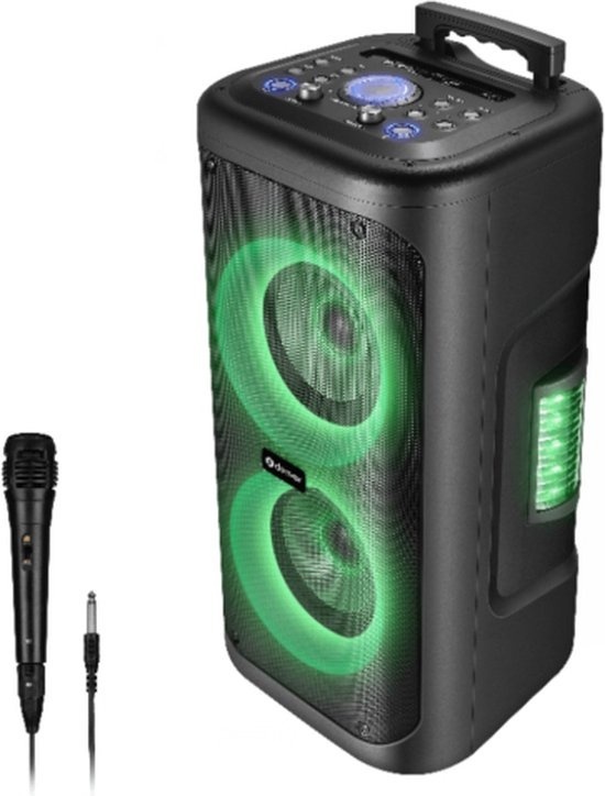Denver Karaoke Set Incl. Microphone - Disco Lights - Bluetooth Speaker Party Box - Micro SD / USB / AUX - TSP353 - Noir