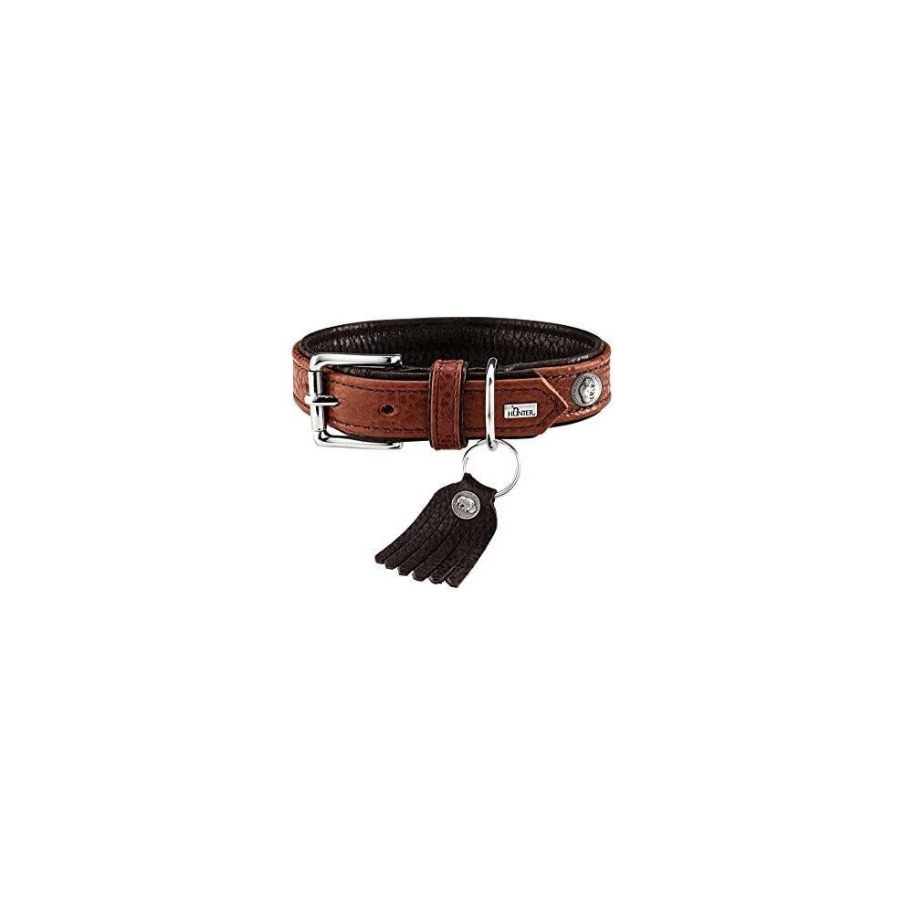 HUNTER 45 Collier en cuir de bison Cody, moyen, brun foncé