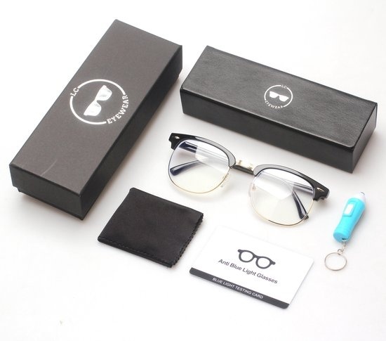 LC Eyewear Lunettes d'ordinateur - Lunettes à lumière bleue - Lunettes à lumière bleue - Lunettes d'affichage - Unisexe - Noir - Club