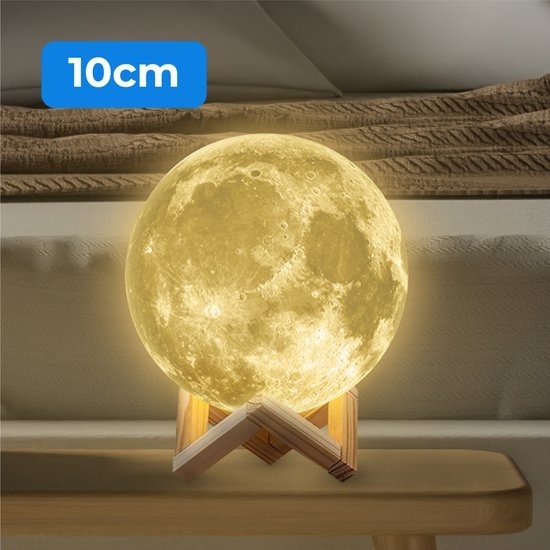 Nuvance - Lampe Lune 3D Lampe de table - 10 cm - Blanc chaud - Lampe Lune - Lampe Lune - Lampe Lune Chambre Bébé - Veilleuse Enfants pour Chambre à coucher