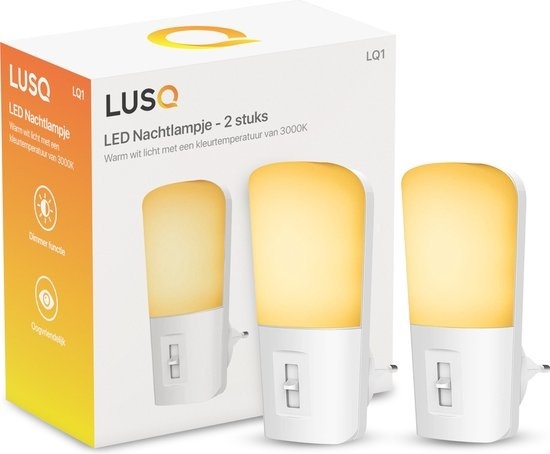 LUSQ® - Veilleuse LED dans la prise - 2 pièces - Veilleuse à intensité variable avec capteur - Veilleuse avec capteur jour et nuit
