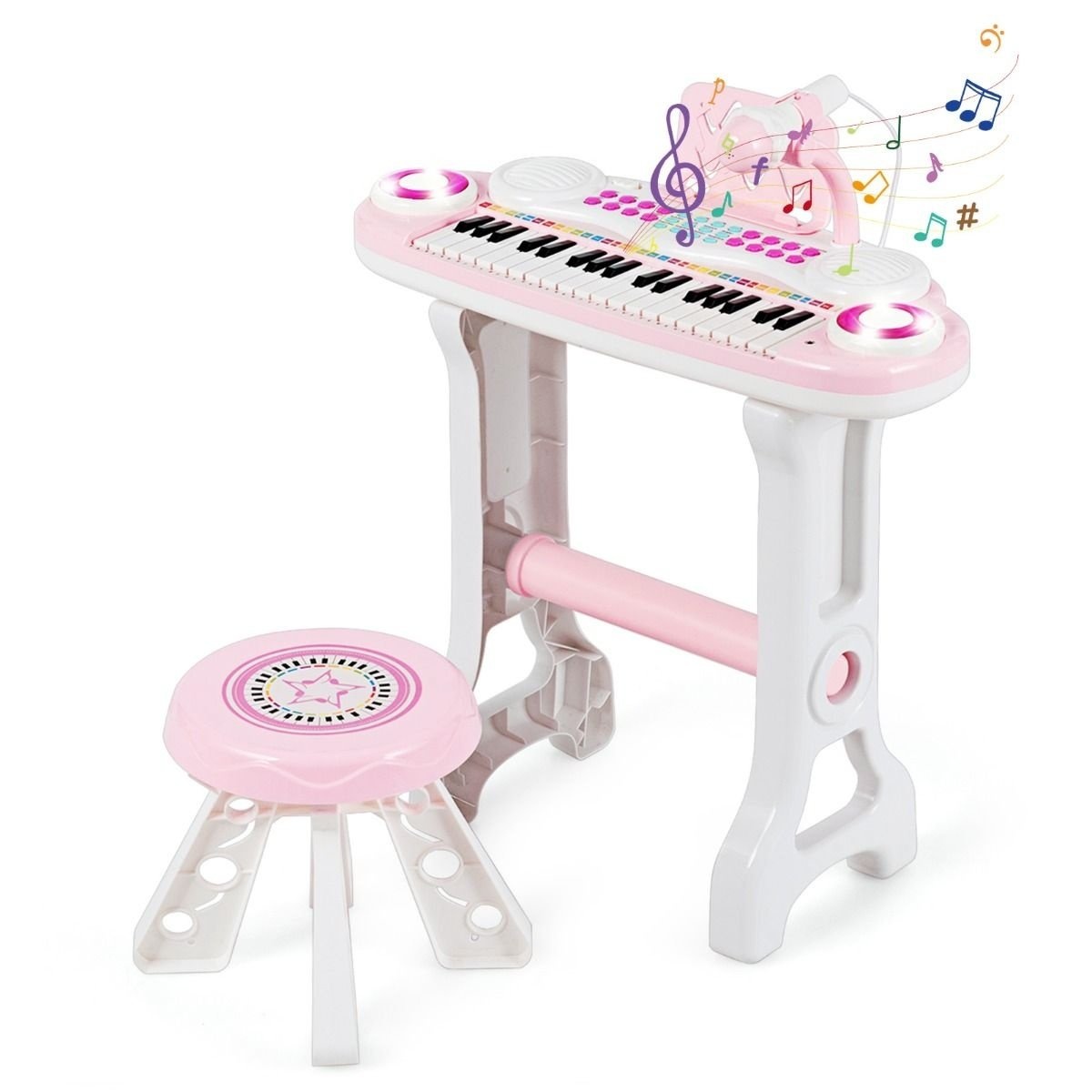 Coast Piano 37 touches - clavier avec relief et micro pour petits enfants 18 mois rose
