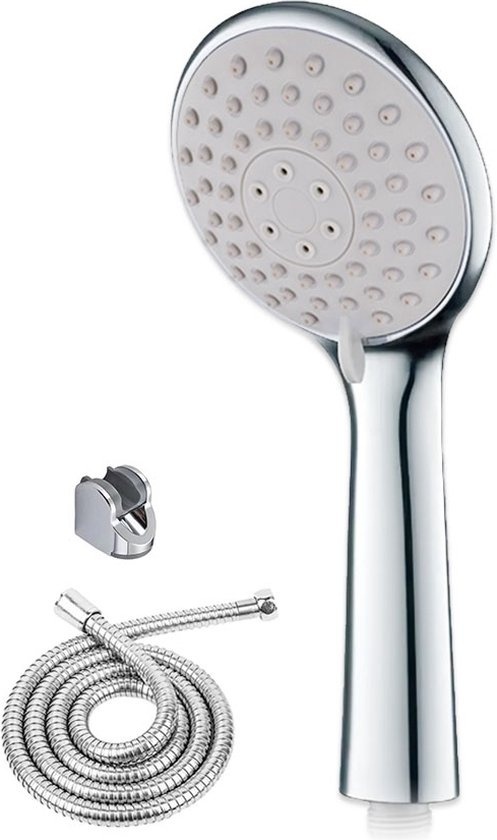 Fuegobird Pomme de douche - avec tuyau et support - 3 fonctions - Douchette à main à économie d'eau - Silver