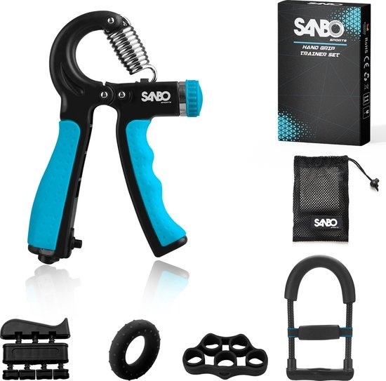 Sanbo Hand Trainer Set - Incl. Forearm Trainer - Hand Squeezer - Finger Trainer - Pour poignet et main - Grip trainer - Anti-Stress - Fitness